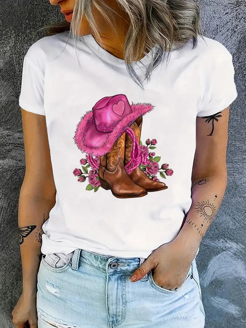 T-shirts imprimé floral cowgirl