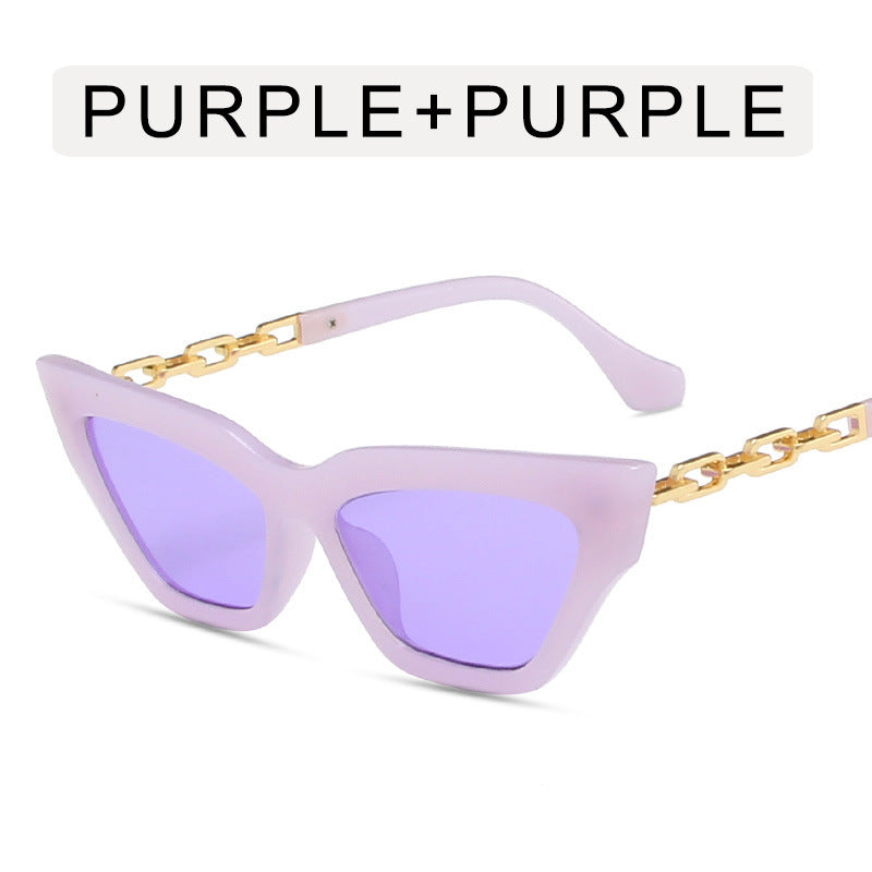 Lunettes de soleil œil de chat avec chaîne femme