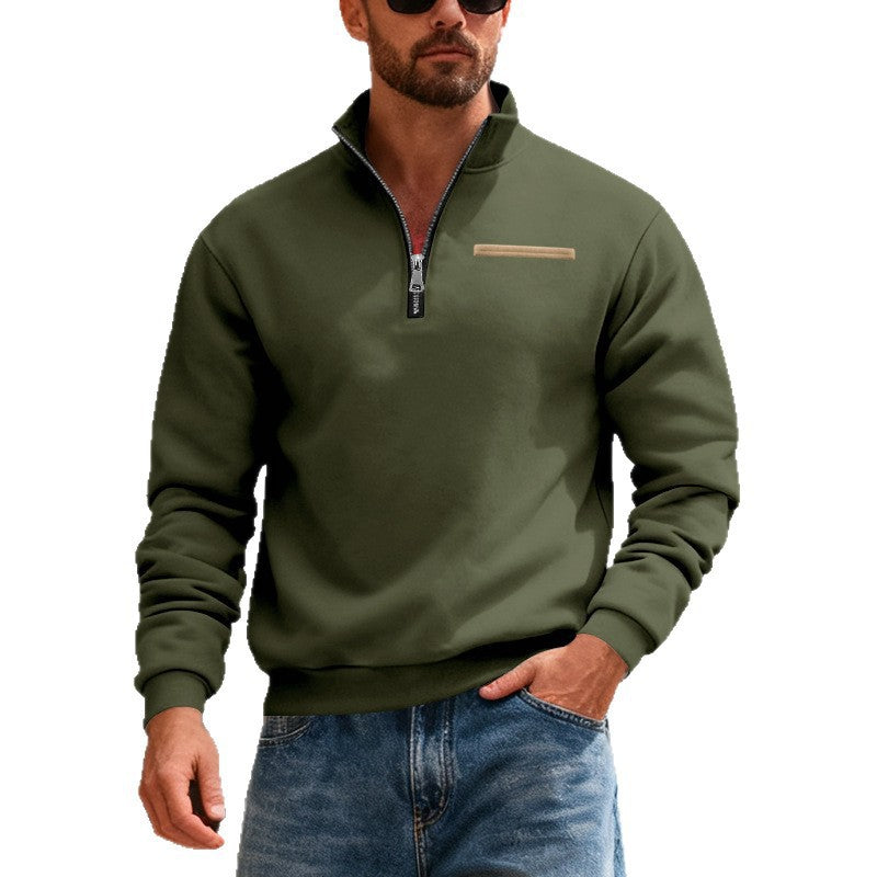 Sweat col montant rayures contrastantes homme