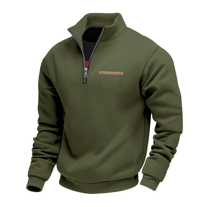 Sweat col montant rayures contrastantes homme