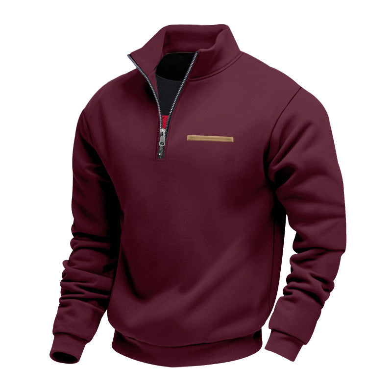 Sweat col montant rayures contrastantes homme