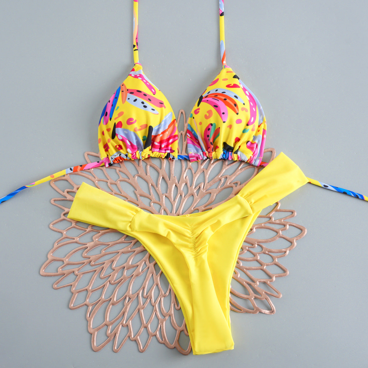 bikini plissé taille basse