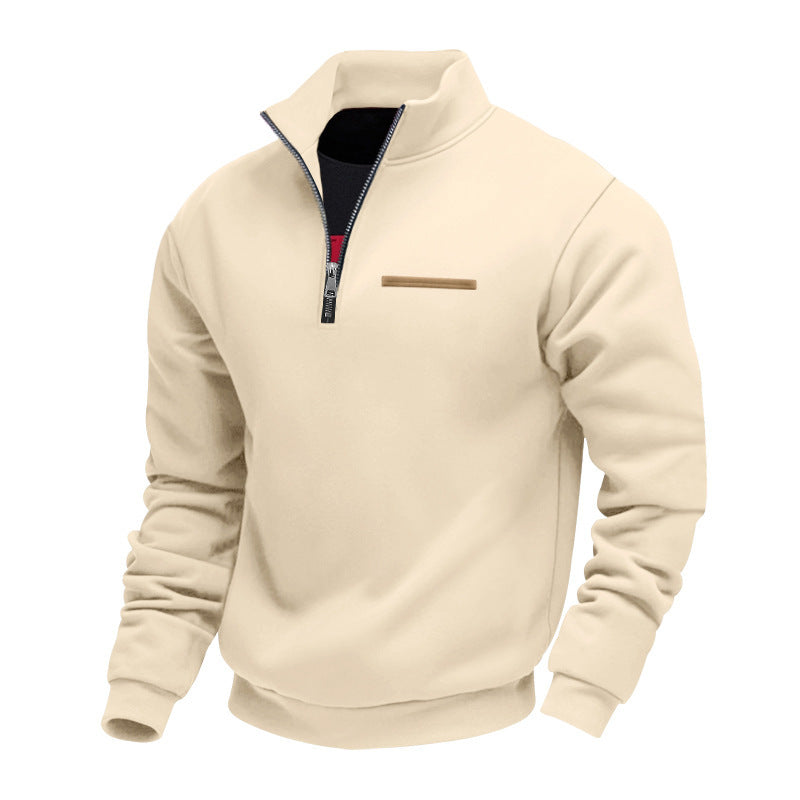 Sweat col montant rayures contrastantes homme