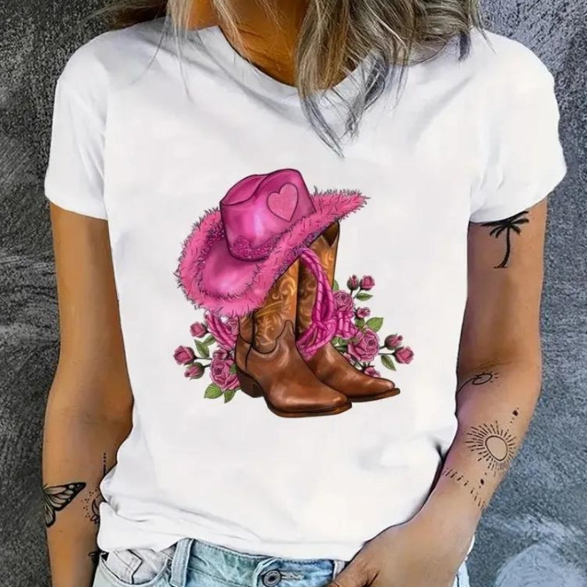 T-shirts imprimé floral cowgirl