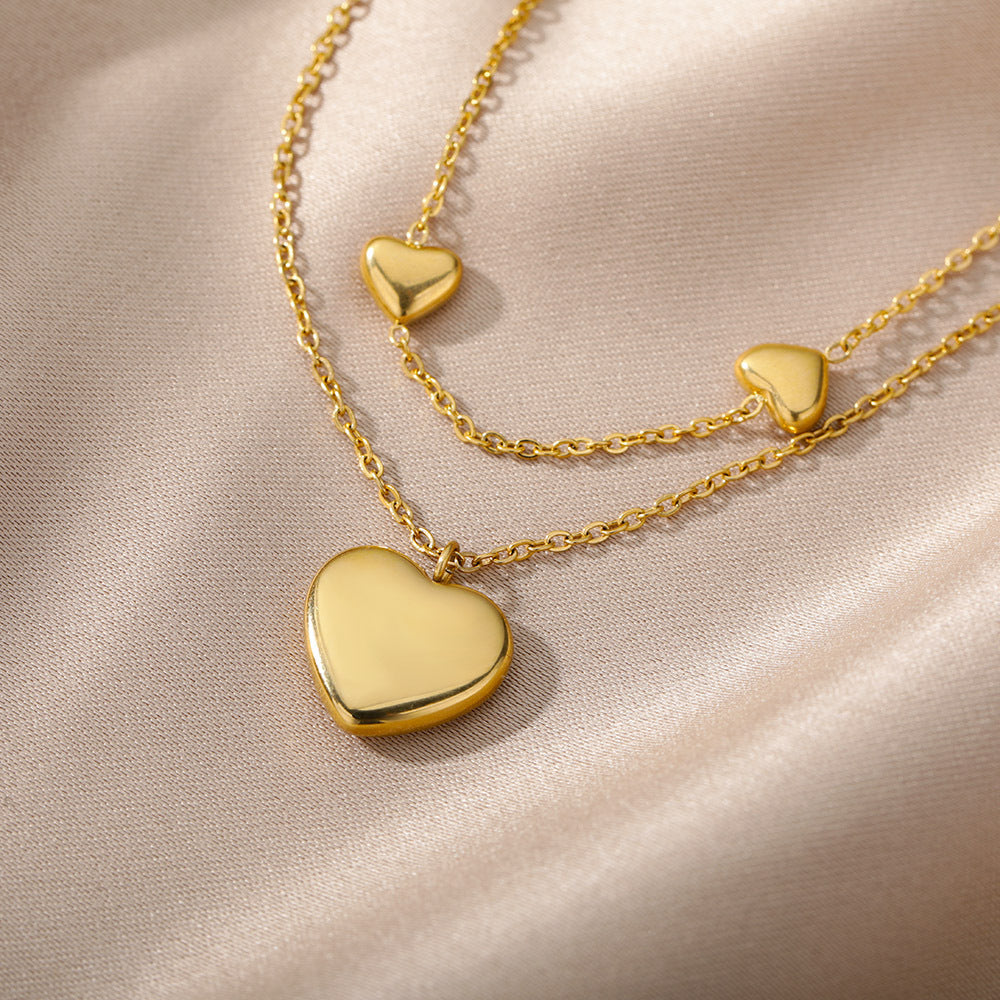 Collier multicouche pendentif cœur