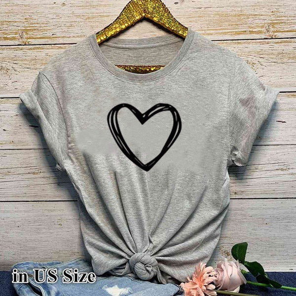 T-shirt femme imprimé cœur manches courtes